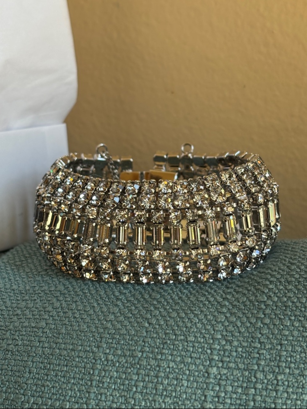 New VINTAGE 60’s Exquisite Rhinestone Bracelet, Never Used, 7.5” With Provenance